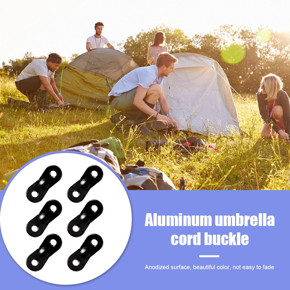 Cheap Goat Tents 6pcs Outdoor Tent Wind Rope Buckle Aluminum Alloy 2 Hole Guyline Adjuster Cord Hook Rope Buckle Camping Equipment   